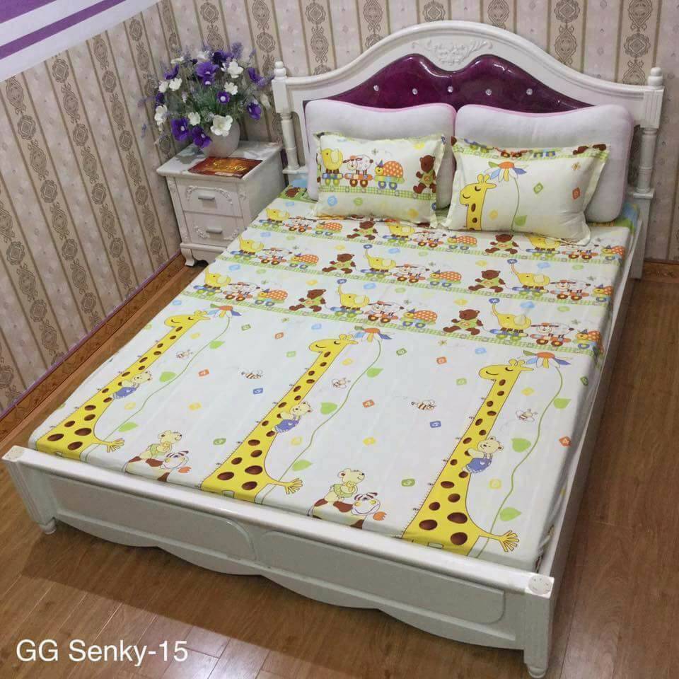 Bộ 1 ga chun + 2 vỏ gối poly cho đệm 1,6x2m