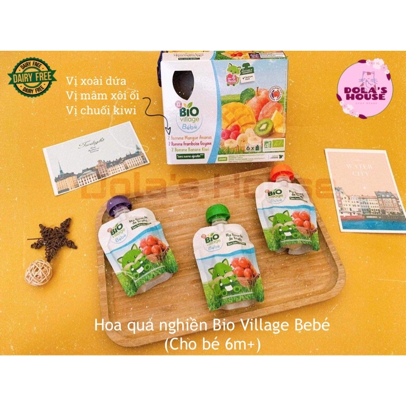 HOA QUẢ NGHIỀN HỮU CƠ BIO VILLAGE BEBE CHO BÉ TỪ 4M