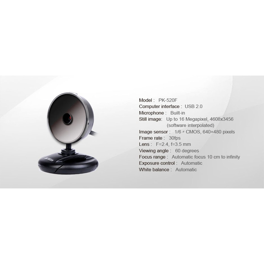 Webcam Cho Máy Tính, PC, Laptop A4TECH PK-520F tích hợp Micrô