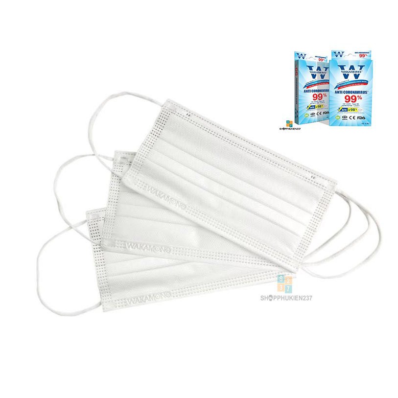 HỘP 10 CÁI - KHẨU TRANG Y TẾ WAKAMONO - 4 LỚP MÀU TRẮNG