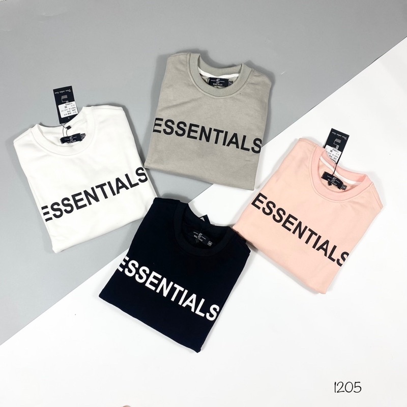 Áo nỉ dài tay Essentials có hoạ tiết chữ phong cách hàn quốc, Áo thun mùa đông 4 mầu thời trang btshop từ 50 đến 75 kg.