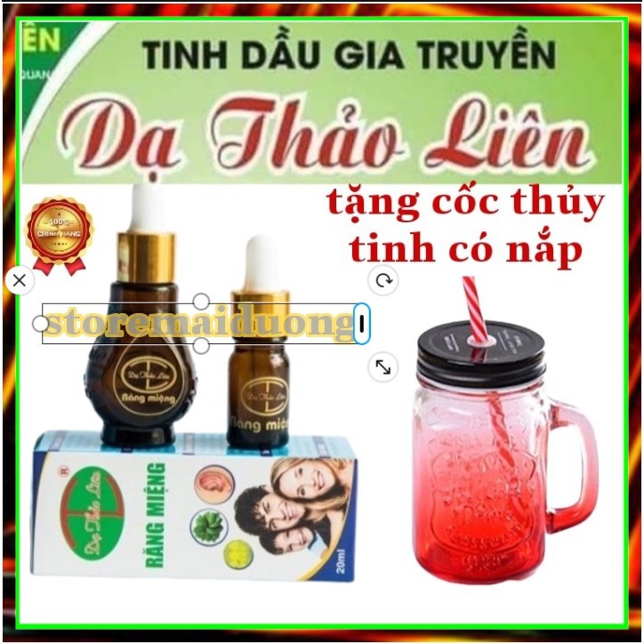 Tinh Dầu Răng Miệng Dạ Thảo Liên - Tinh Dầu Sâu Răng Hôi Miệng, Viêm Lợi, Chảy Máu Chân Răng ( tặng bình tủy tinh)