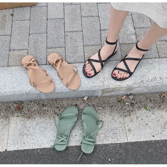 dép sandal nữ đi học dép đế bằng, quai nhỏ, đi êm, dễ di chuyển, giá rẻ, XUONGMAYHANOI.2