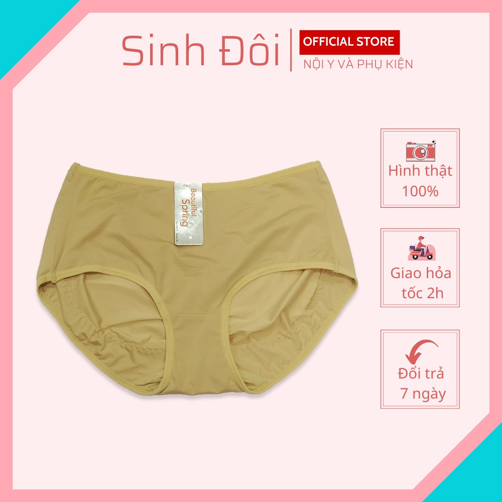 Quần lót nữ thun lạnh trơn cao cấp Beautiful Spring 6217 lưng nhỏ cạp cao ôm bụng chất mềm mịn size 60kg-70kg