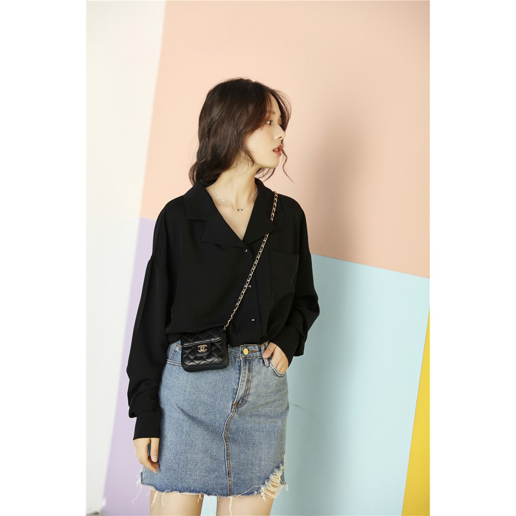 Áo sơ mi nữ tay dài cổ chữ V phong cách Hàn Quốc | BigBuy360 - bigbuy360.vn