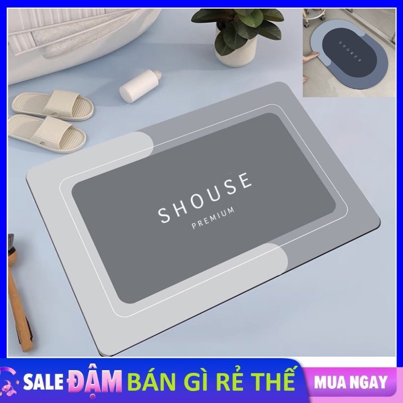 Thảm lau chân, thảm dậm chân sillicon chống trơn trượt, thấm hút nhanh mẫu Oval và hình chữ nhật