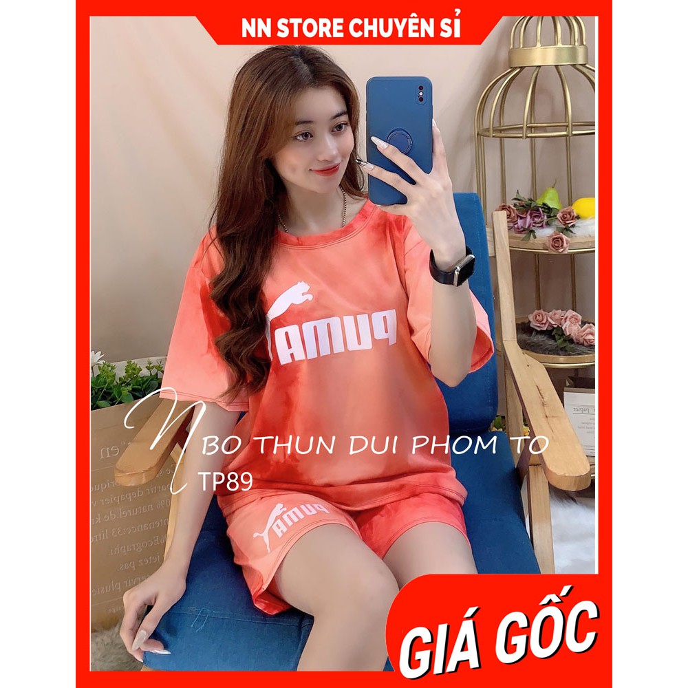 Đồ bộ nữ mặc nhà phom 60kg chất thun mềm mịn loang màu in chữ dễ thương TP89