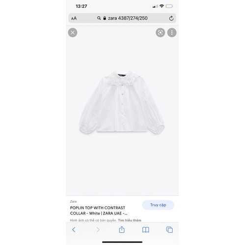 Sơ mi Zara nữ cổ ren xuất dư xịn cho nữ
