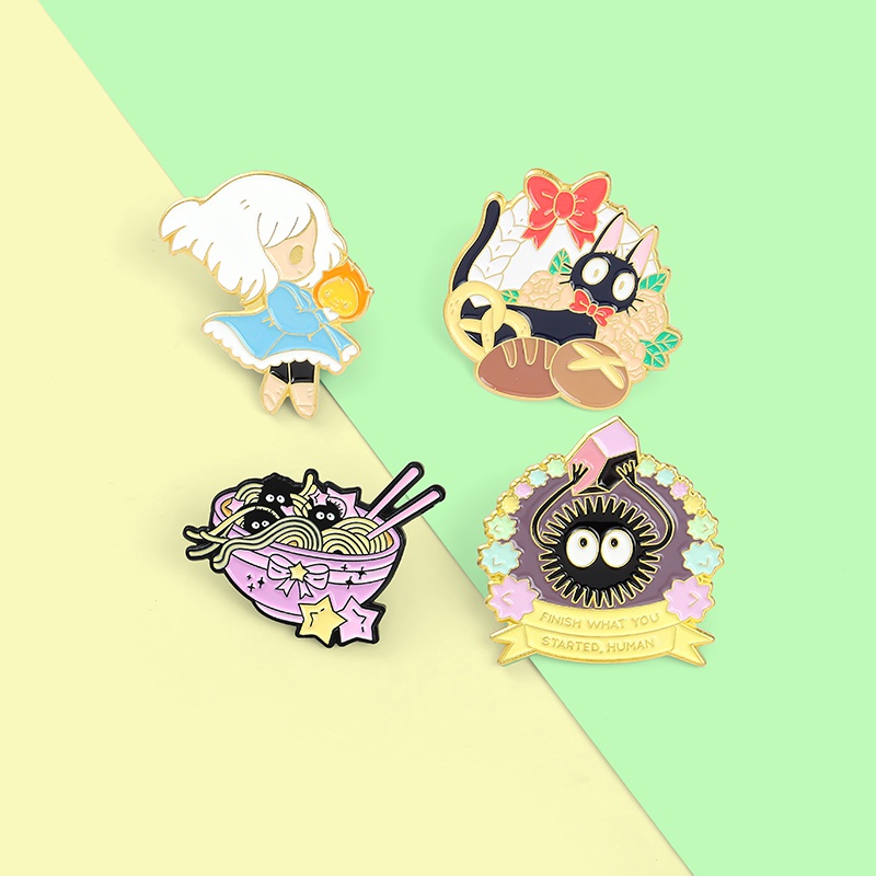 Ghim cài áo QIHE JEWELRY kiểu hoạt hình anime dễ thương 4 hình dạng tùy chọn