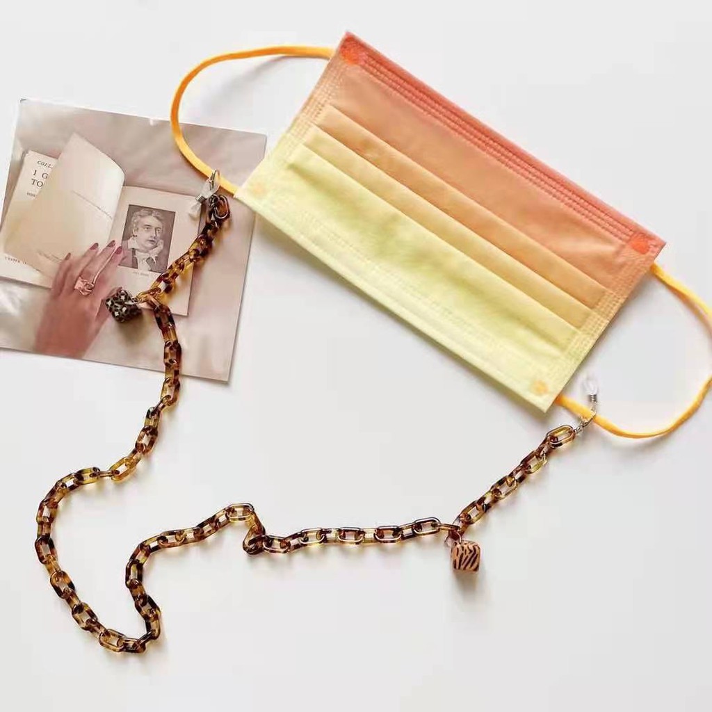 Dây đeo mắt kính bằng acrylic họa tiết da báo thời trang mới