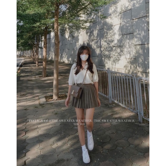 (Ảnh thật) Chân váy tennis xếp ly nhỏ dáng ngắn kẻ caro 02 the.sweaterweather TSW | BigBuy360 - bigbuy360.vn
