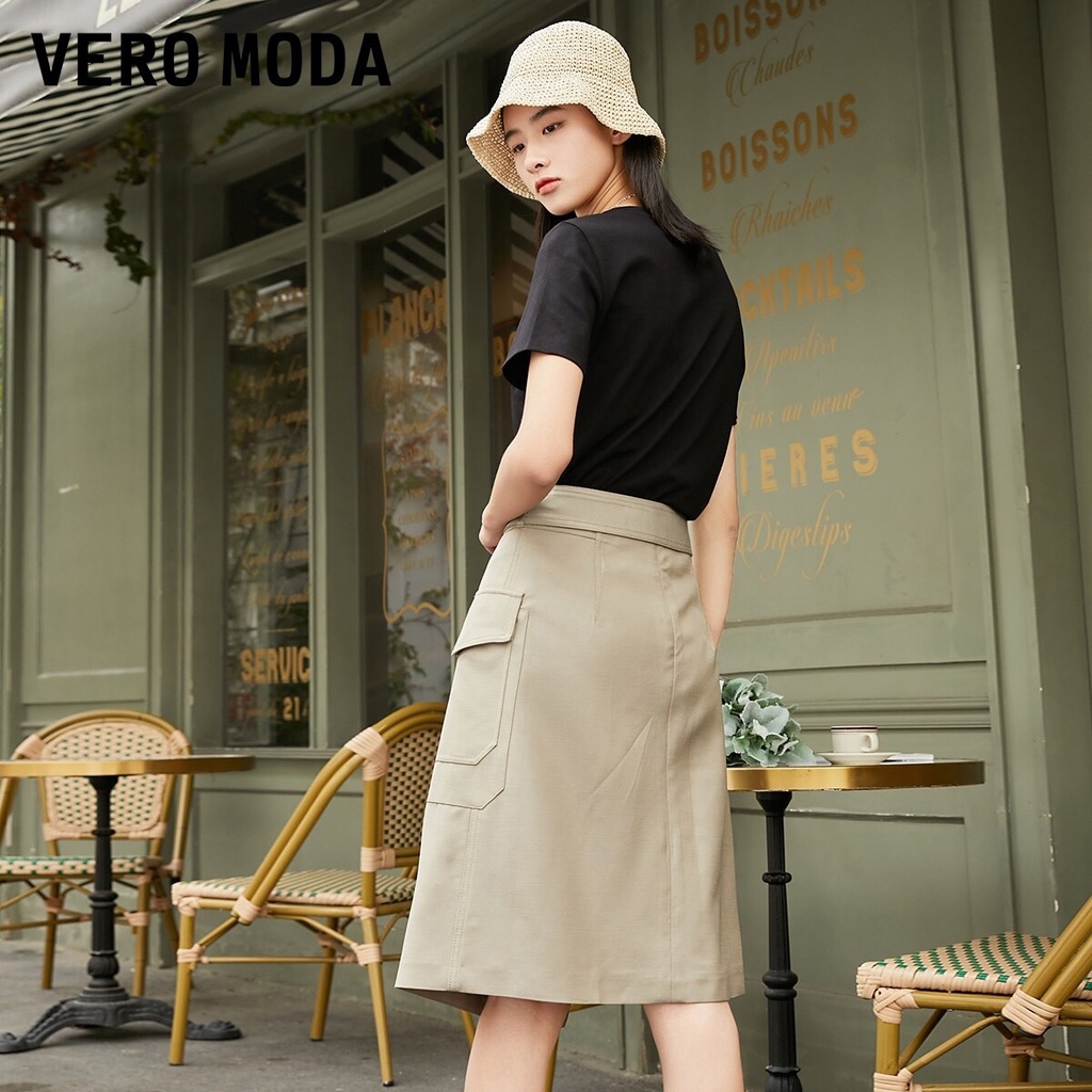 Vero Moda Chân Váy Midi Có Thắt Lưng Cạp Cao Trơn Cho Nữ 321216016