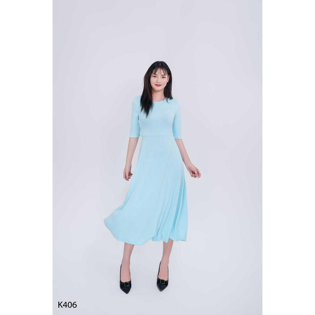 Đầm nữ tay lửng, đầm váy xòe dài bay bổng duyên dáng dành cho những ai yêu thích thời trang V Fashion K406