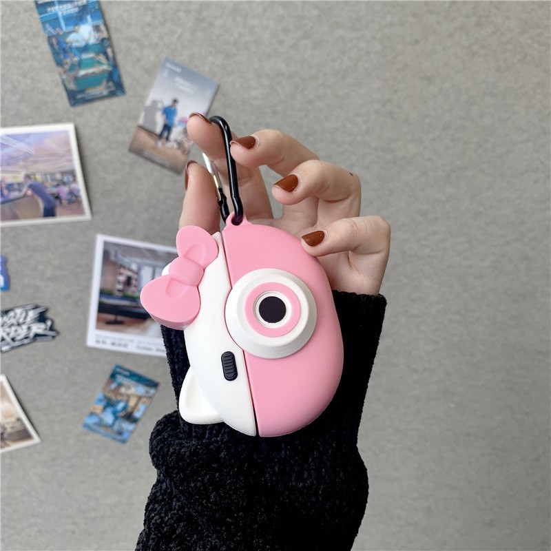 Bao Case Ốp Chống Shock Cho Airpods Pro Hình Máy Ảnh Mèo Hồng.