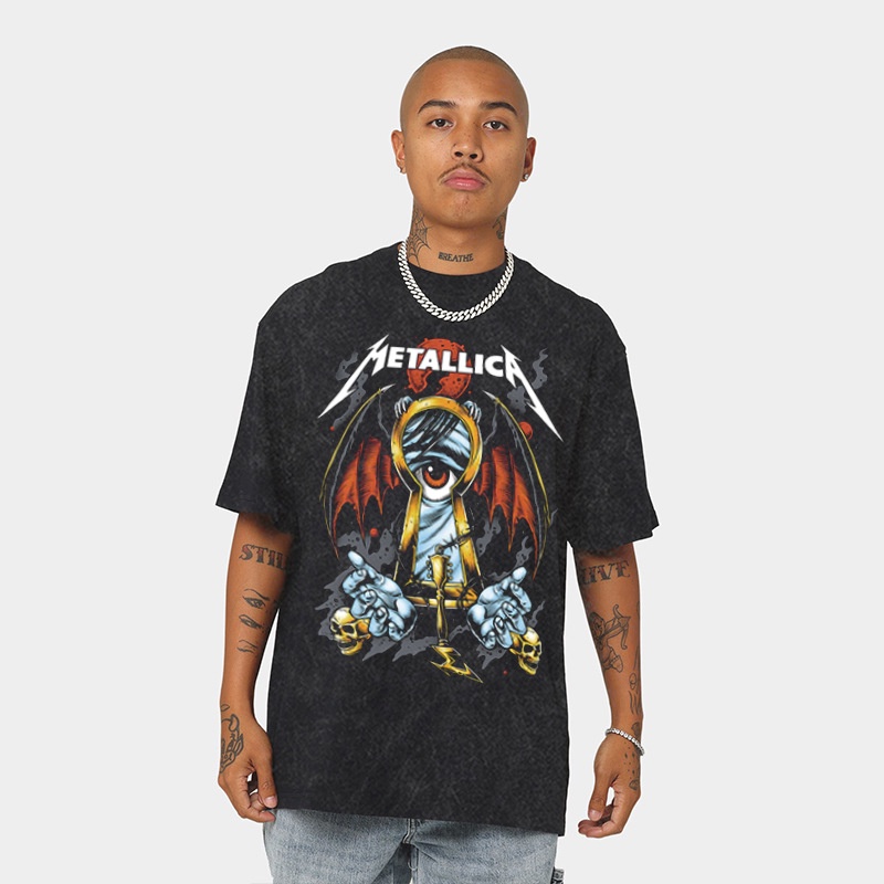 Áo Thun Tay Ngắn Cổ Tròn In Hình Ellen Metallica Thời Trang Vintage