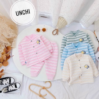 bộ đồ dài tay chất nỉ xốp mặc mềm mịn cho bé họa tiết kẻ