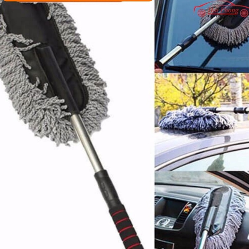 Chổi nano sợi dầu lau rửa xe ô tô chuyên dụng - cán kéo dài đầu dẹp - Nội Thất Xế Cưng