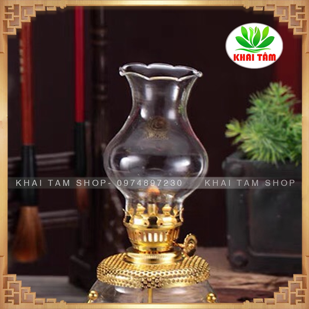 Đèn Thờ Thắp Dầu Lưu Ly Cát Tường Hai Tầng HP KT33