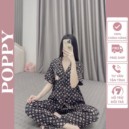 Bộ mặc nhà nữ Latin cao cấp quần dài POPPY-MIKIii ĐEN