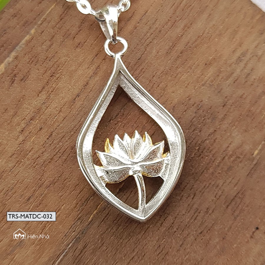 Mặt dây chuyền bạc s925 cho nữ phong cách Phật Giáo - Hình hoa sen vàng - Hiên Nhà