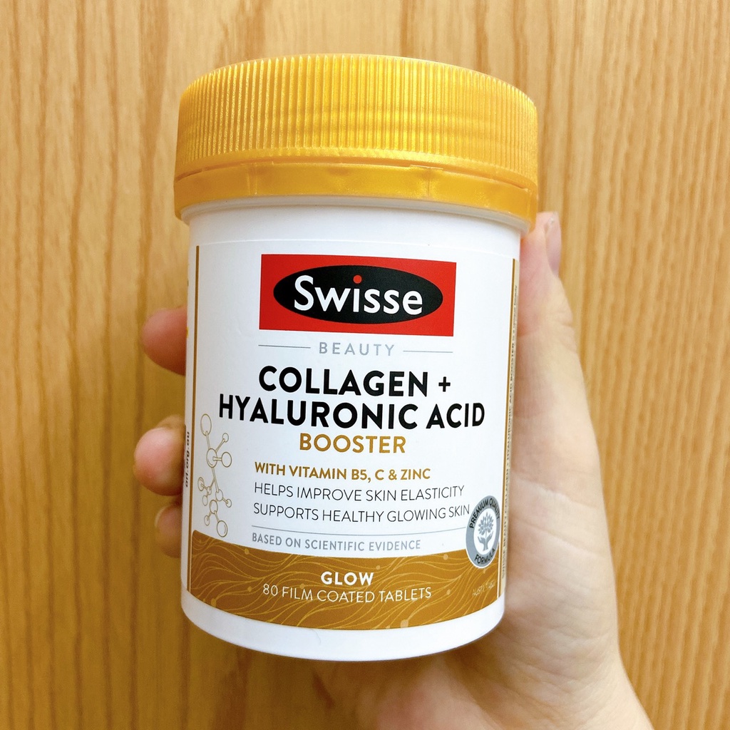 Viên bổ sung collagen cấp nước, cấp ẩm, trắng da Swisse beauty collagen hyaluronic acid Booster 80 viên Úc