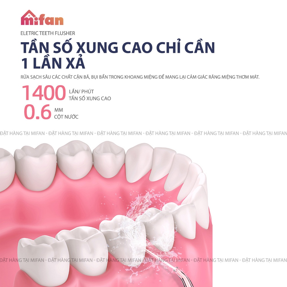 Máy Tăm Nước Xịt Vệ Sinh Răng Miệng MIFAN model 2021-Bình nước tháo rời tiện lợi, 2 đầu phun, Pin sạc 1200mAh-BH 3 tháng