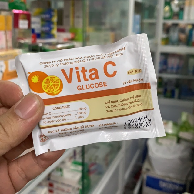Viên ngậm vitamin C - Vita C Glucose Mekophar Kẹo cam tuổi thơ kẹo thơ ấu