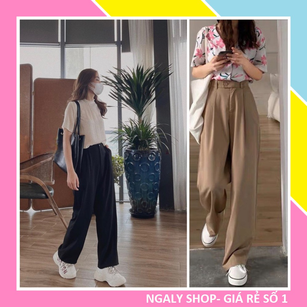 Quần suông ống rộng nữ đẹp giá rẻ cạp chun chất cát hàn cao cấp Quần dài nữ Culottes dáng suông Ulzzang