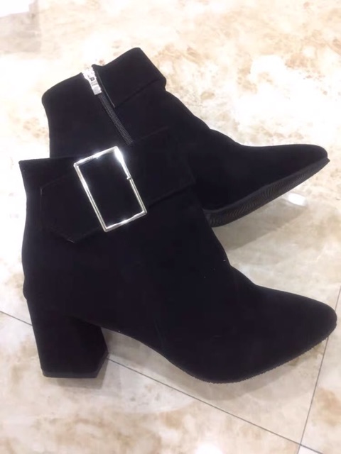 Boots combat/Boots cổ ngắn nữ, cao gót, gót thô, phong cách Hàn Quốc, dễ kết hợp, mẫu mới nhất | BigBuy360 - bigbuy360.vn