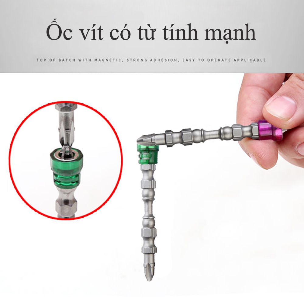 Bộ 5 Mũi Bắt Vít ABG Thép Hợp Kim Từ Tính Dài 65mm Đầu 4 Cạnh Cường Lực Siêu Hút Dùng Được Các Máy Bắn Vít Thông Dụng