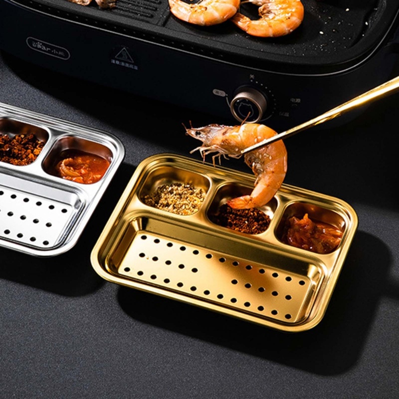 Khay Nướng Thức Ăn Chia Ngăn Bằng Thép Không Gỉ