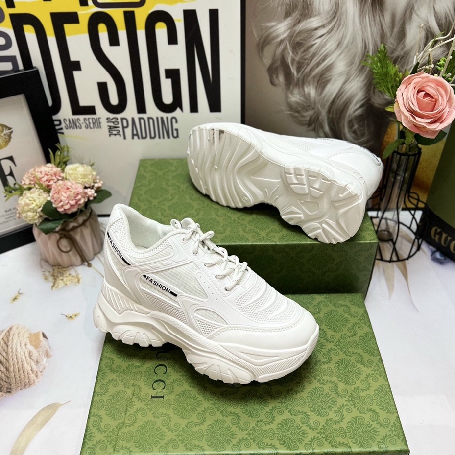 Giày Thể Thao Đế Độn 7 Phân, Giày Tăng Chiều Cao - Quai Lưới Kim Tuyến  D05