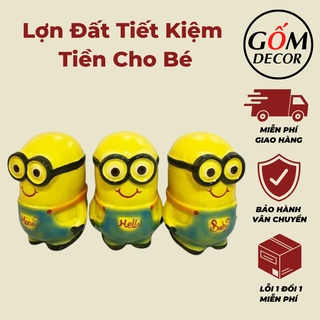 Lợn đất tiết kiệm tiền cho bé, heo đất tiết kiệm gốm sứ Bát Tràng chính hãng hình minion dành cho bé