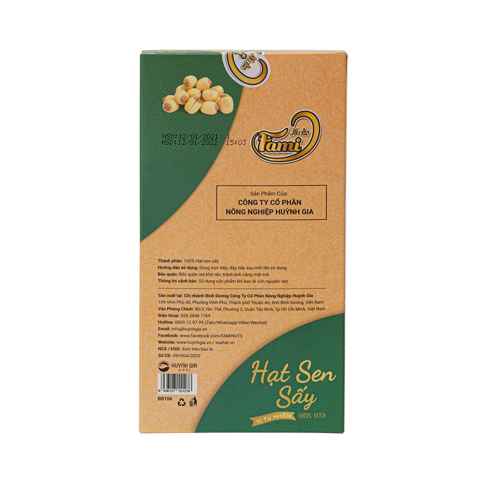 Hạt Sen Sấy Giòn Thơm Ngon FAMINUTS - Hộp 120g Tiện Lợi