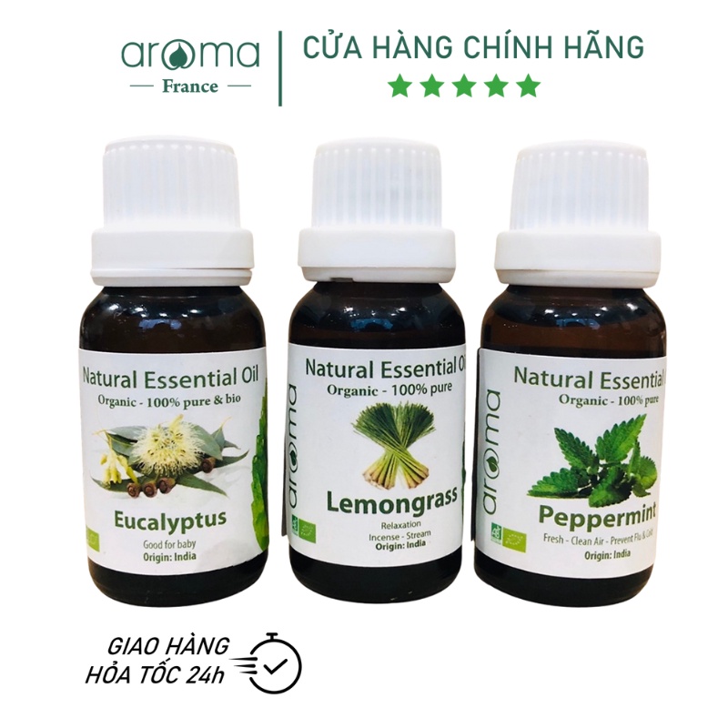 Tinh Dầu Xông AROMA Khuynh Diệp , Sả Chanh , Bạc Hà 10ml