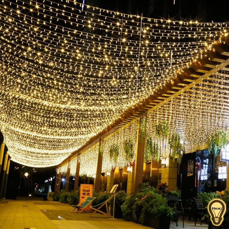 Đèn LED  rèm thả mành thác nước làm đèn decor đèn trang trí phòng ngủ ban công ngoài trời 3x3m 3x2m