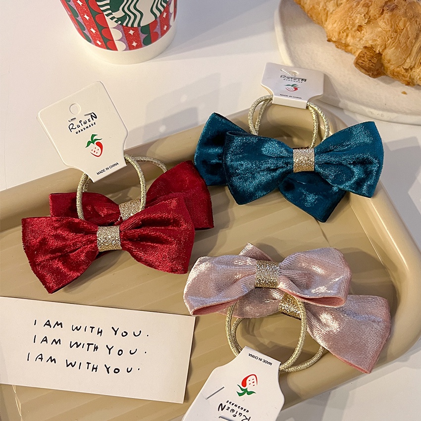 Set 2 dây buộc tóc co giãn thắt nơ đơn giản cho nữ