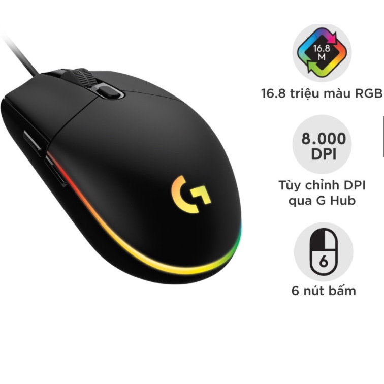 Chuột gaming LOGITECH G102 ,Chuột chơi game có led Rgp Độ Chính Xác Cao 8000dpi,tặng kèm bàn di chuột bảo Hành 12 tháng