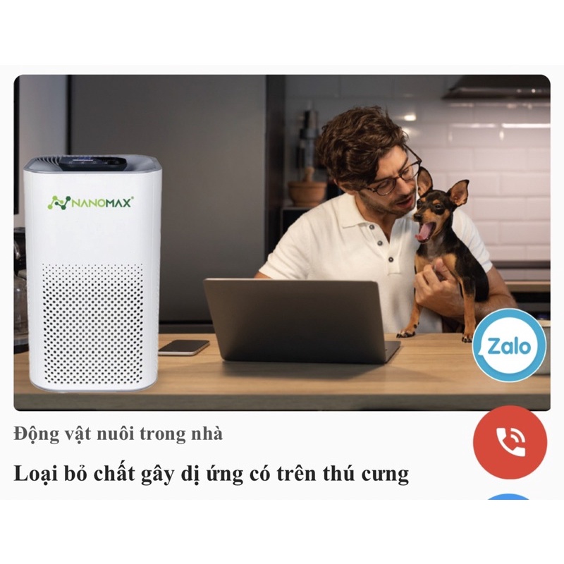Máy Lọc Không Khí NANOMAX A-01, Bộ Lọc HEPA 4 Lớp Lọc Bụi Mịn, Màn Hình Cảm Ứng Tích Hợp Điện Thoại Thông Minh