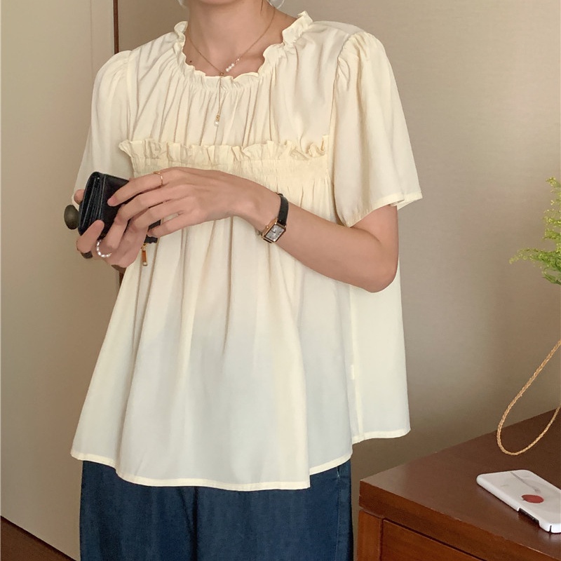 SUXI Áo Sơ Mi Tay Ngắn Dáng Rộng Màu Sắc Kẹo Ngọt Đơn Giản Dễ Phối Đồ Thời Trang Cho Nữ