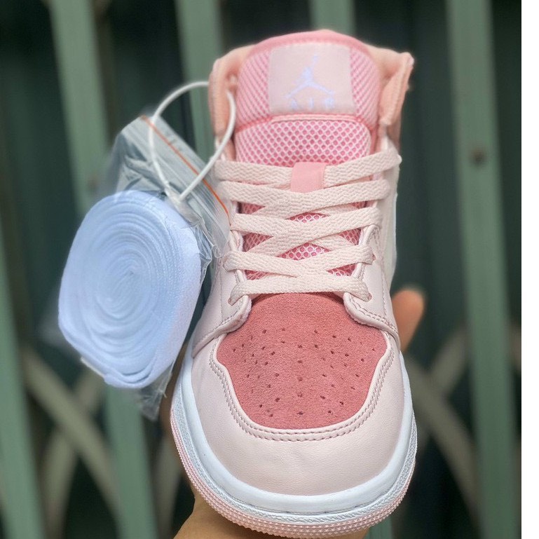 Giầy thể thao cổ cao JD hồng phấn , air Jordan 1 mid se digital pink white aj1 basketball shoes CW5379-600 full bill box | BigBuy360 - bigbuy360.vn