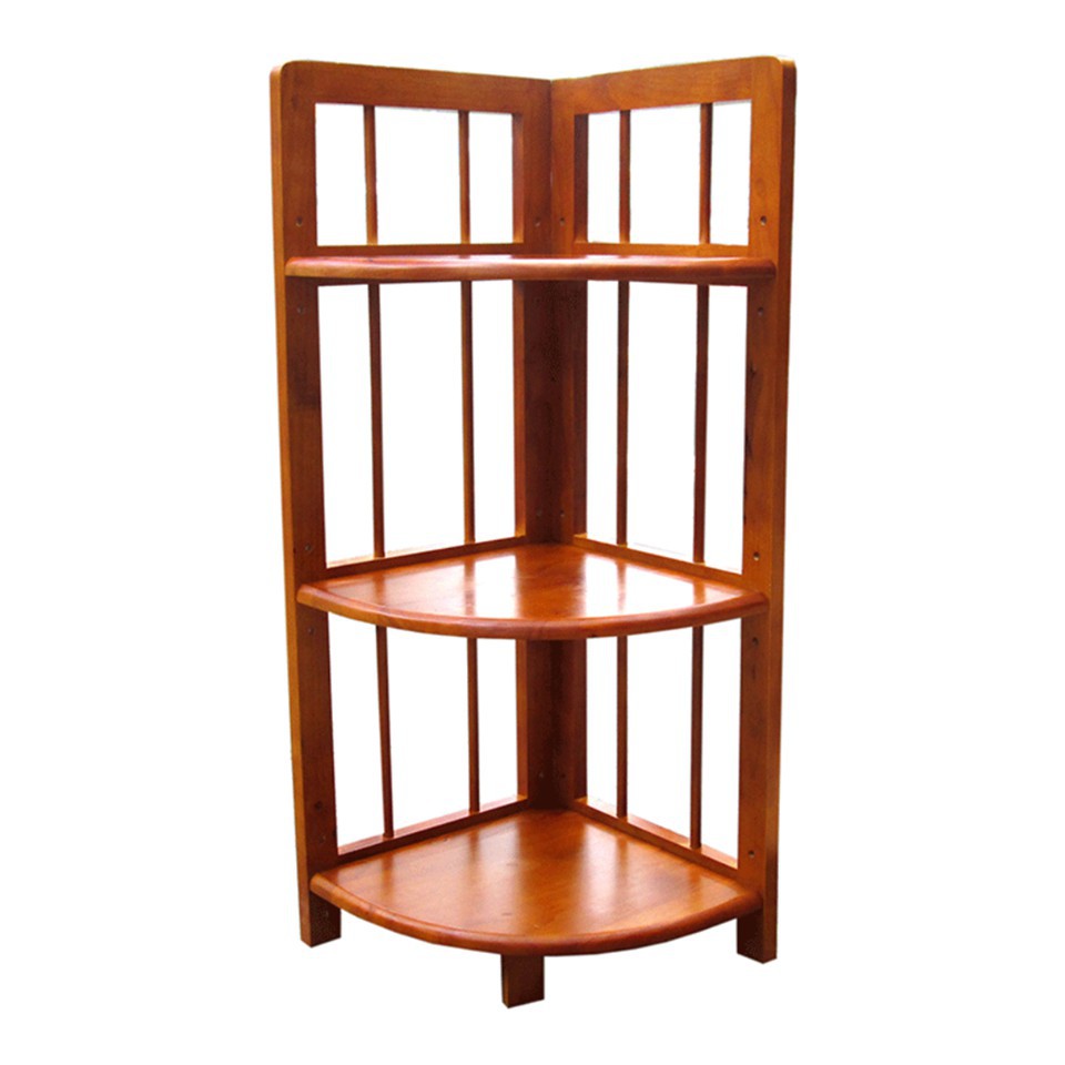Kệ góc tường lớn gỗ cao su- kệ trang trí 3 tầng- kệ góc lớn- hàng cao cấp- ViNa Furniture