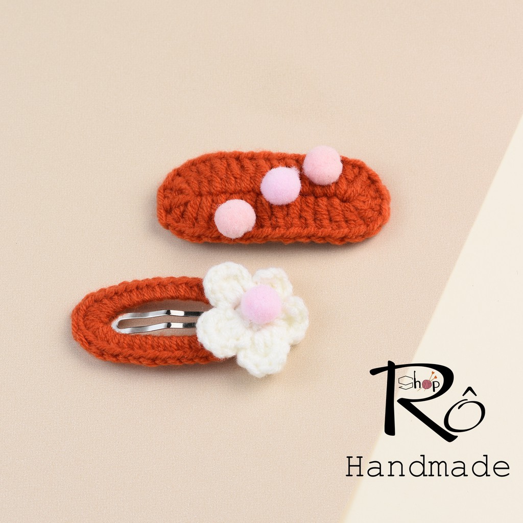 Bộ đôi cặp tóc kẹp tóc pom pom + viền hoa len Handmade đẹp cho bé yêu tạo kiểu đi chơi,đến trường[Hàng sẵn - Ảnh thật]