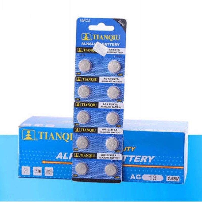 Vỉ 10 Viên Pin AG1, AG3, AG10, AG13, LR44, A76, SR44W, GP76A, 357, 364 389, LR1130, TinanQiu