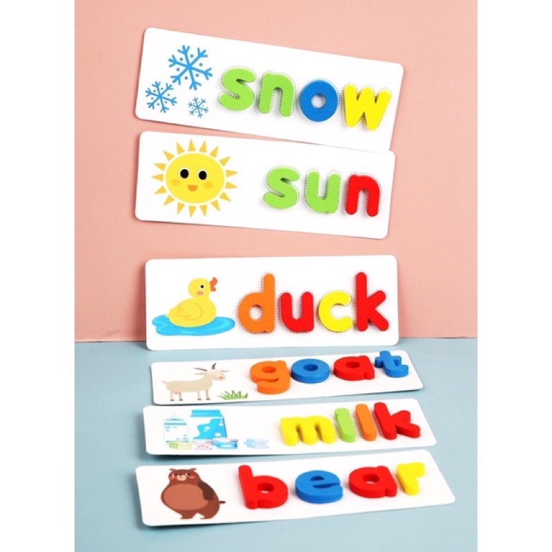 0SPELLING GAME- Đồ Chơi Ghép Chữ Đánh Vần Tiếng Anh Cho Bé Gồm 52 Bộ Thẻ Ghép Chữ