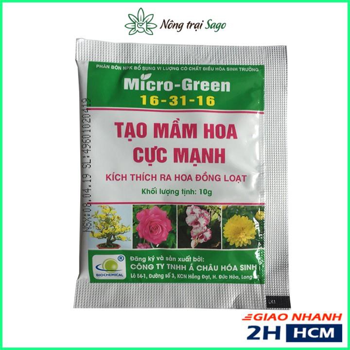 Phân Bón Kích Ra Hoa Cực Mạnh, Nở Đồng Loạt MICRO GREEN 16-31-16 (gói 10gr) - Nông Trại Sago