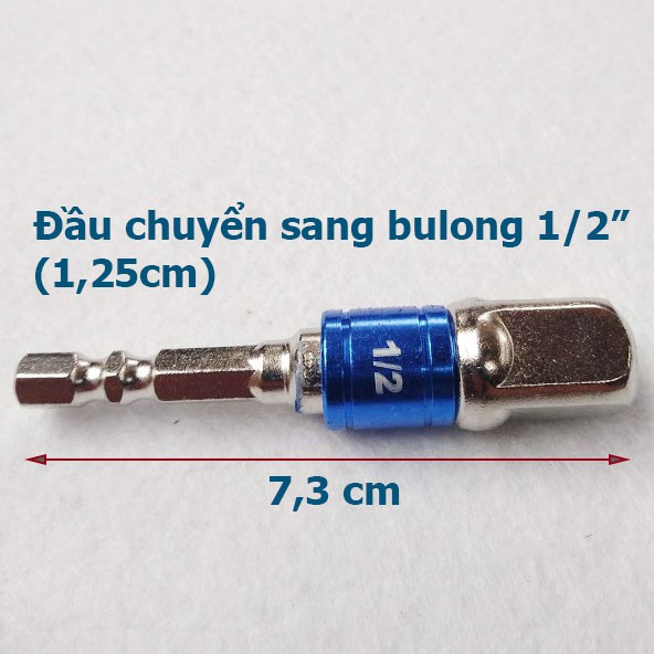 Sét 3 Đầu chuyển lục giác Bắn Vít sang Bulong 3 kích cỡ 1/4 3/8 1/2 (dài 7cm)