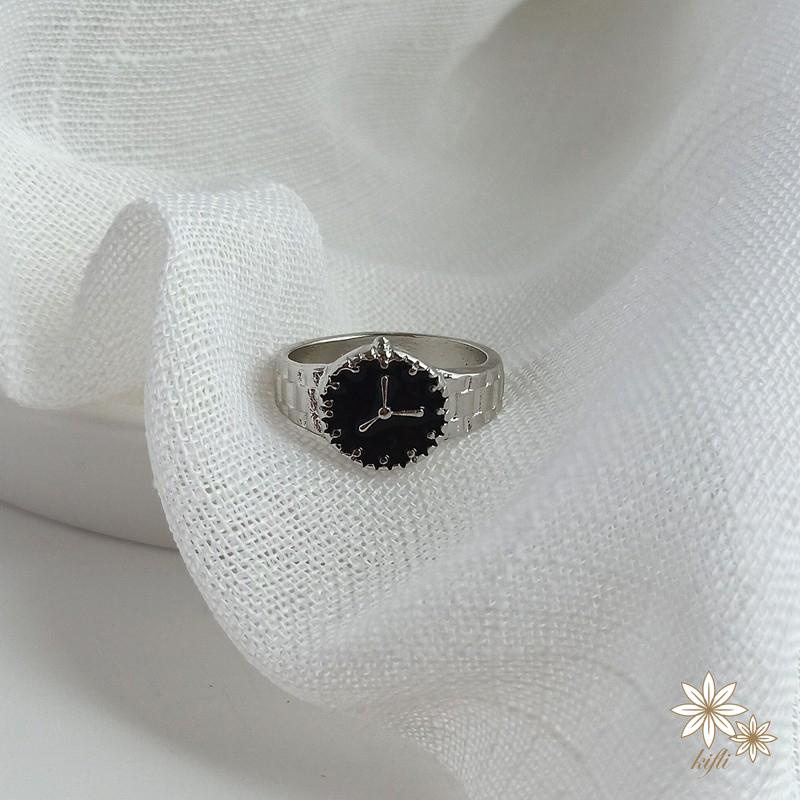 Nhẫn Hình Đồng Hồ Thiết Kế Đơn Giản Phong Cách Nhật Hàn