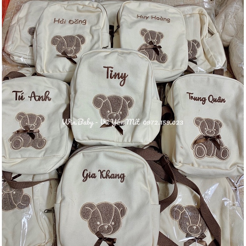 Balo gấu xù thêu tên cho bé đi học style hàn quốc