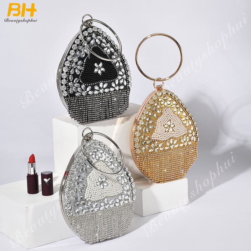 Túi Xách Đính Đá Hình Giọt Nước Phong Cách Âu Mỹ Thời Trang Dự Tiệc Cho Nữ